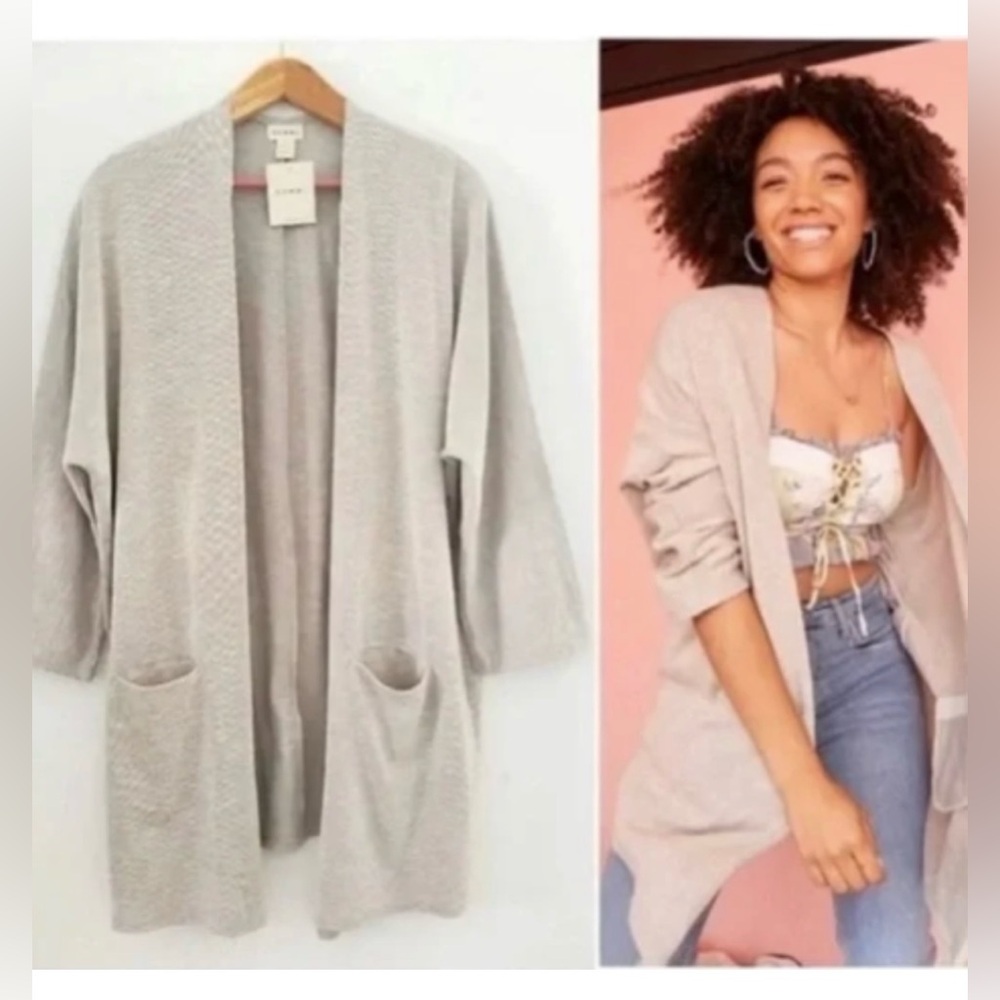 NWT DONNI. Anthropologie Sandwashed Open-Front Cardigan Kimono One Size